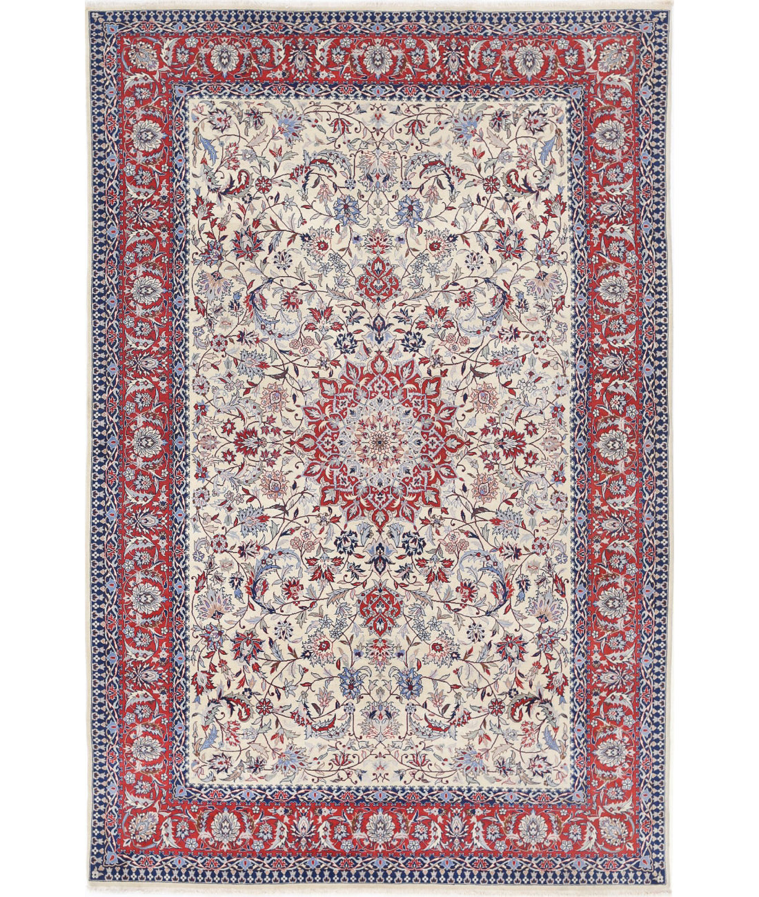 Hand Knotted Heritage Fine Persian Style Wool Rug - 6'0'' x 9'1'' 6'0'' x 9'1'' (180 X 273) / Ivory / Red
