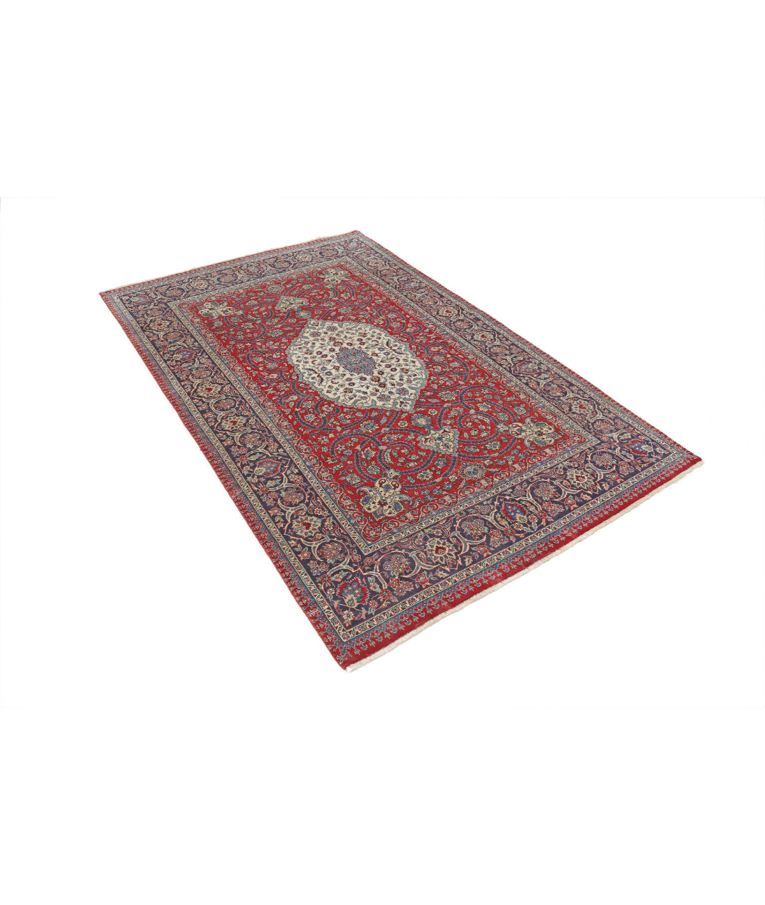 Hand Knotted Heritage Fine Persian Style Wool Rug - 4'7'' x 7'1'' 4'7'' x 7'1'' (138 X 213) / Red / Blue