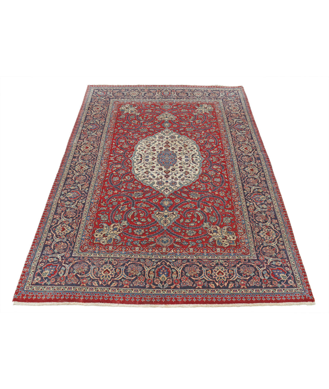 Hand Knotted Heritage Fine Persian Style Wool Rug - 4'7'' x 7'1'' 4'7'' x 7'1'' (138 X 213) / Red / Blue