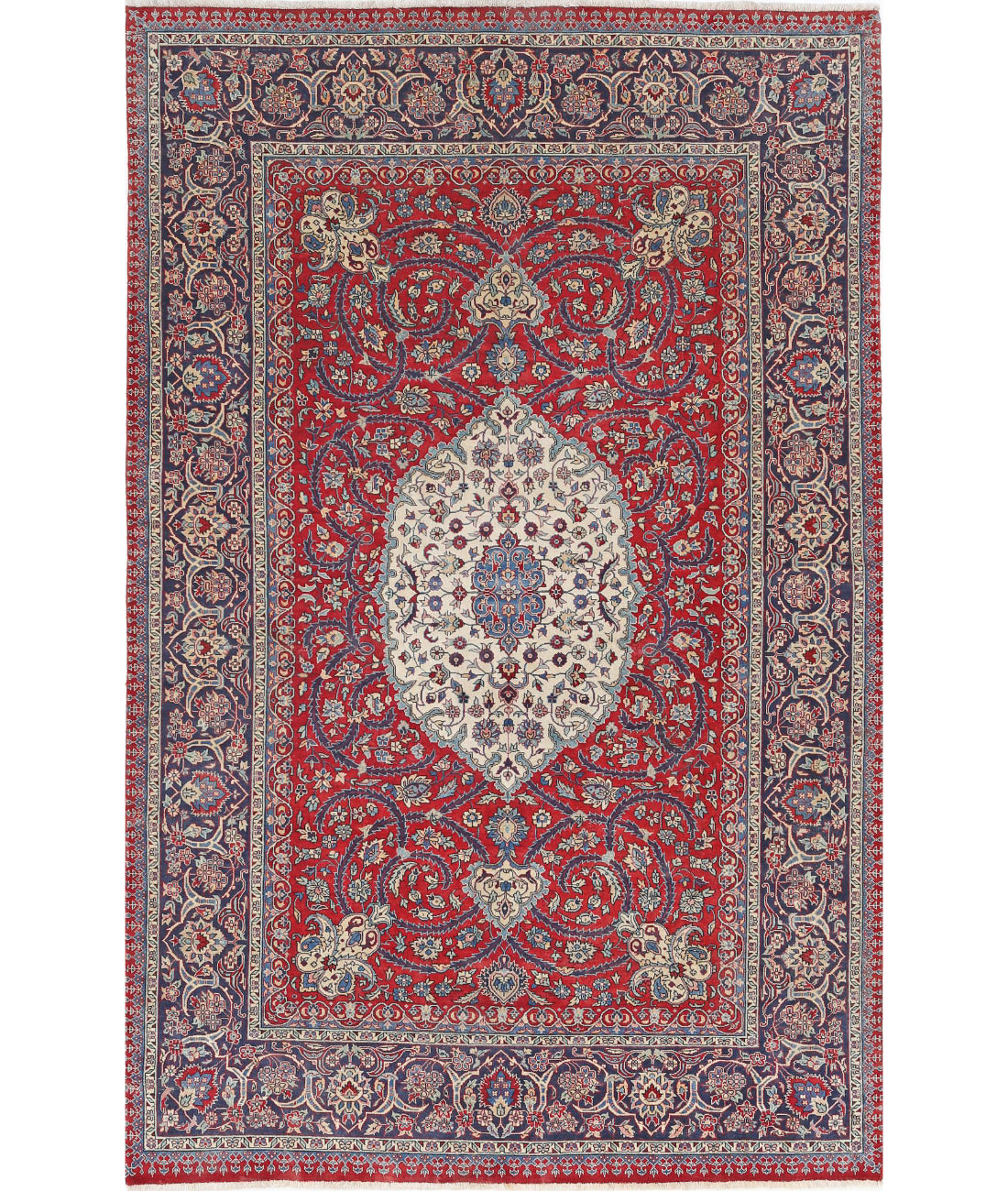 Hand Knotted Heritage Fine Persian Style Wool Rug - 4&#39;7&#39;&#39; x 7&#39;1&#39;&#39; 4&#39;7&#39;&#39; x 7&#39;1&#39;&#39; (138 X 213) / Red / Blue