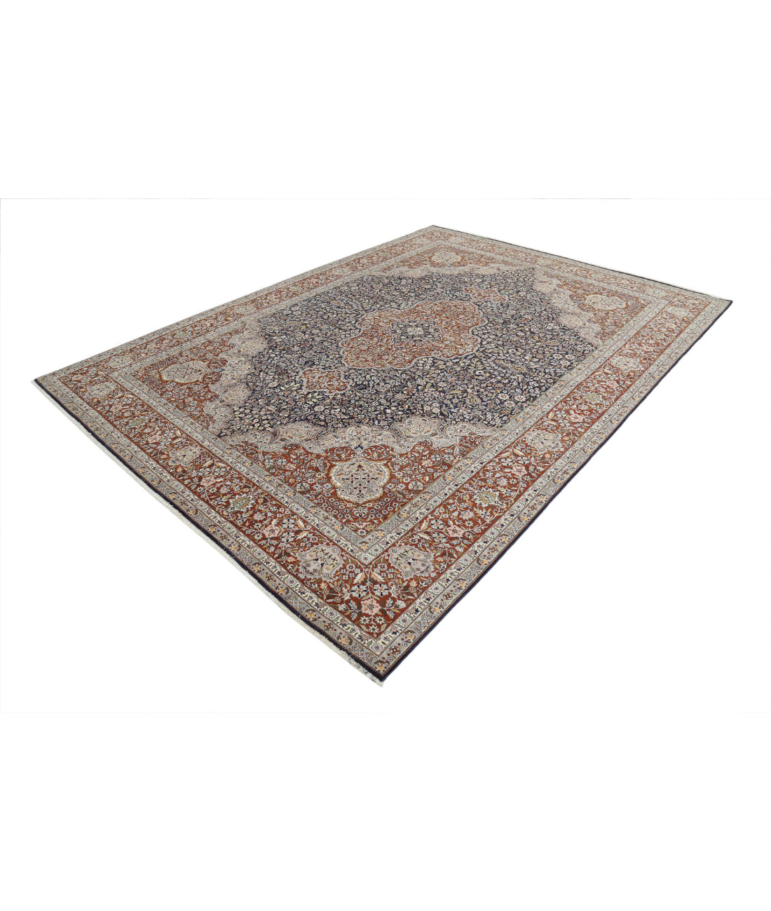 Hand Knotted Heritage Fine Persian Style Wool Rug - 8'0'' x 11'1'' 8'0'' x 11'1'' (240 X 333) / Blue / Brown