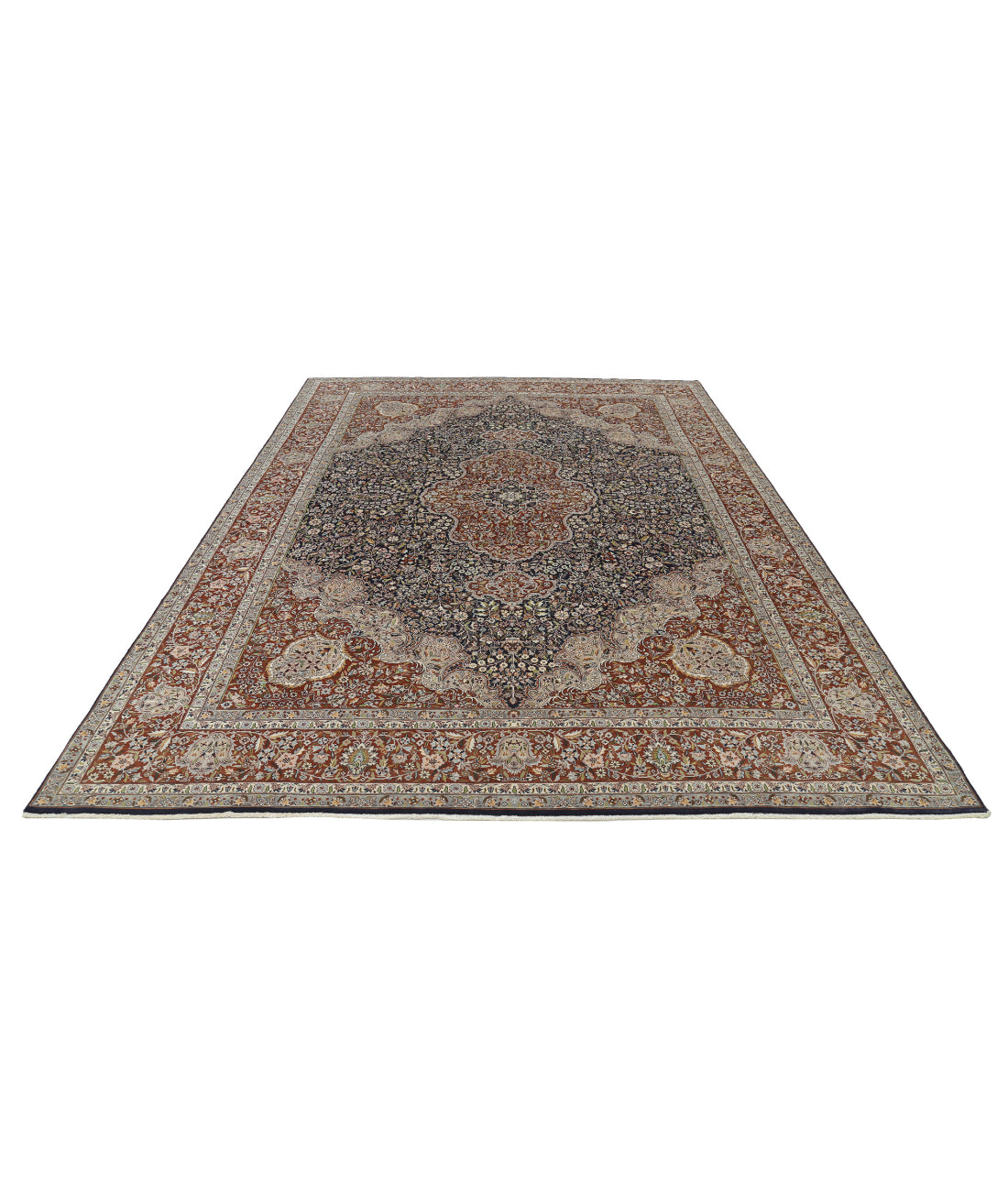 Hand Knotted Heritage Fine Persian Style Wool Rug - 8'0'' x 11'1'' 8'0'' x 11'1'' (240 X 333) / Blue / Brown