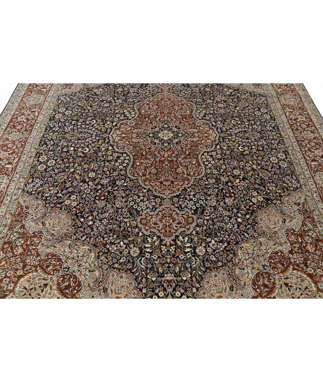 Hand Knotted Heritage Fine Persian Style Wool Rug - 8'0'' x 11'1'' 8'0'' x 11'1'' (240 X 333) / Blue / Brown