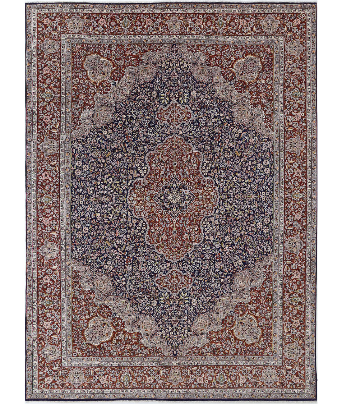 Hand Knotted Heritage Fine Persian Style Wool Rug - 8&#39;0&#39;&#39; x 11&#39;1&#39;&#39; 8&#39;0&#39;&#39; x 11&#39;1&#39;&#39; (240 X 333) / Blue / Brown