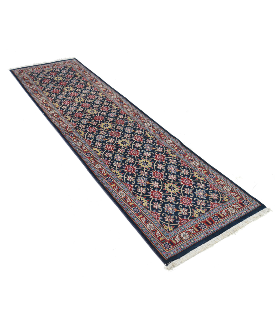 Hand Knotted Heritage Fine Persian Style Wool Rug - 2'5'' x 8'7'' 2'5'' x 8'7'' (73 X 258) / Blue / Red