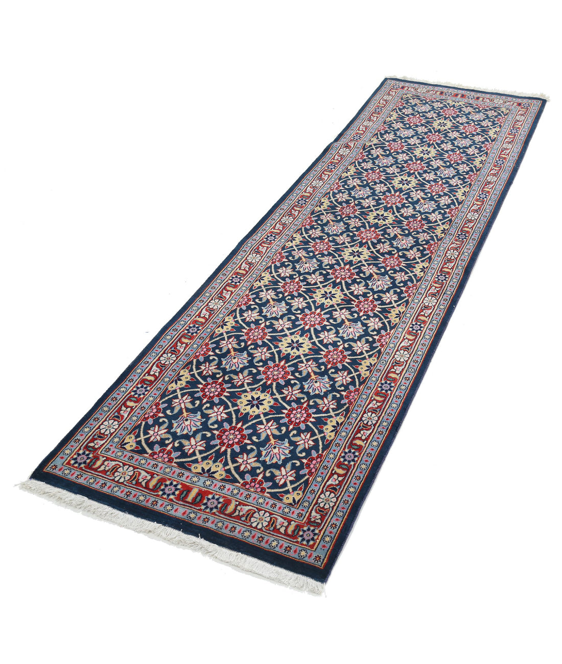 Hand Knotted Heritage Fine Persian Style Wool Rug - 2'5'' x 8'7'' 2'5'' x 8'7'' (73 X 258) / Blue / Red