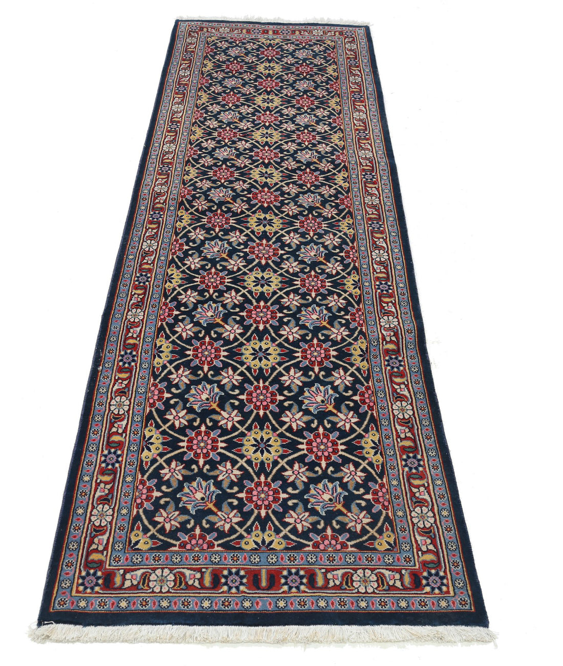 Hand Knotted Heritage Fine Persian Style Wool Rug - 2'5'' x 8'7'' 2'5'' x 8'7'' (73 X 258) / Blue / Red