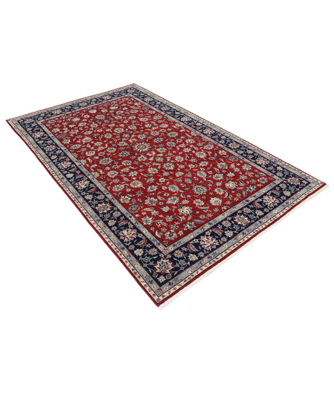 Hand Knotted Heritage Fine Persian Style Wool Rug - 4'11'' x 8'0'' 4'11'' x 8'0'' (148 X 240) / Red / Blue