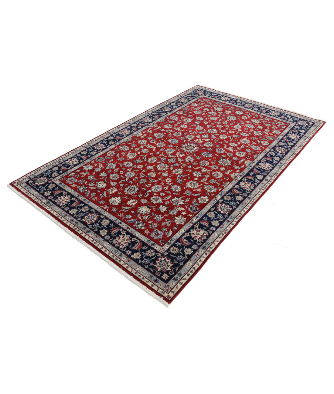 Hand Knotted Heritage Fine Persian Style Wool Rug - 4'11'' x 8'0'' 4'11'' x 8'0'' (148 X 240) / Red / Blue