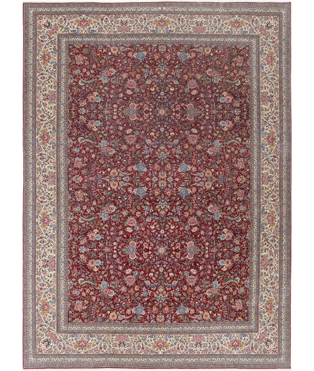 Hand Knotted Heritage Fine Persian Style Wool Rug - 10&#39;1&#39;&#39; x 14&#39;0&#39;&#39; 10&#39;1&#39;&#39; x 14&#39;0&#39;&#39; (303 X 420) / Red / Ivory