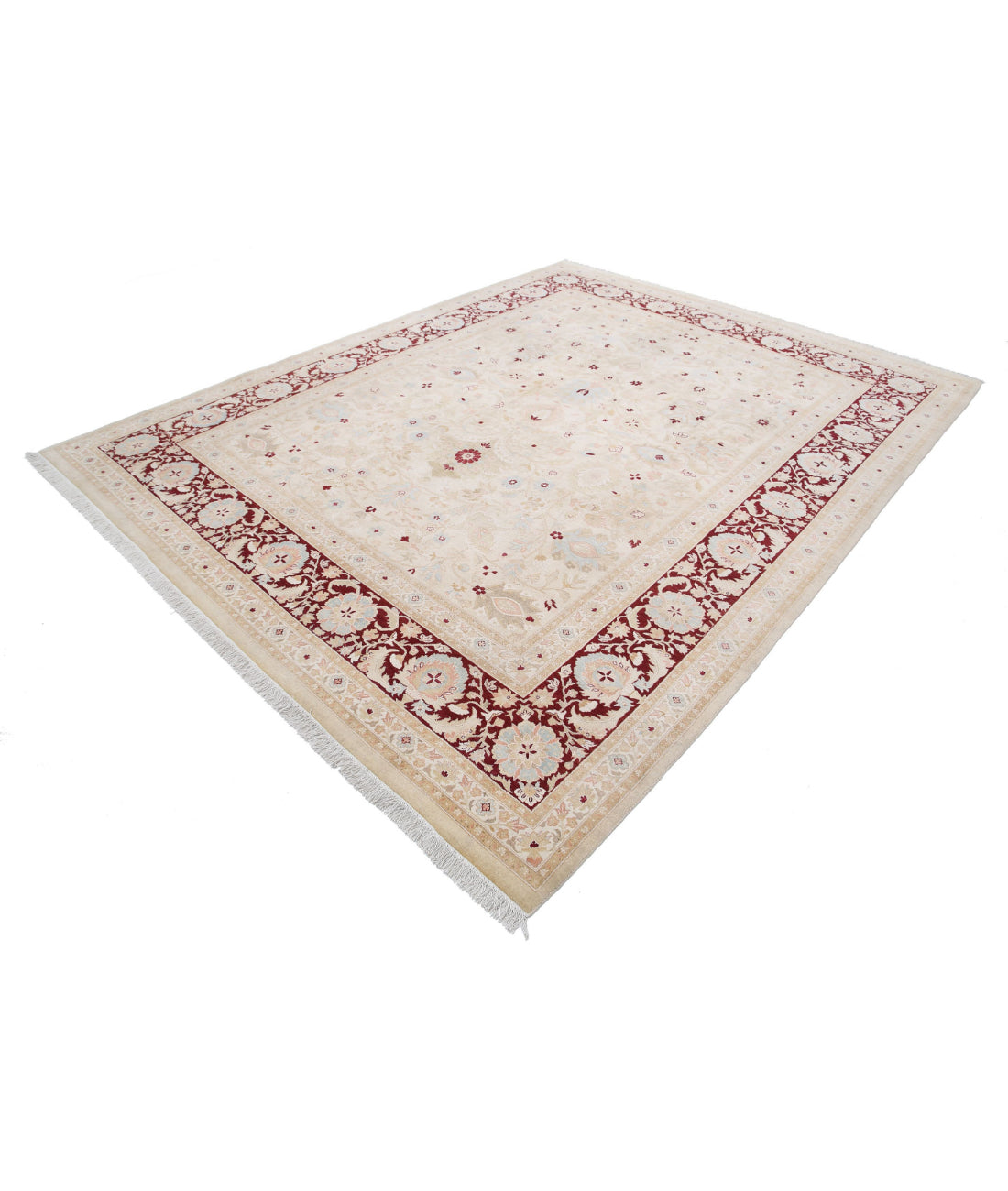 Hand Knotted Heritage Fine Persian Style Wool Rug - 8'1'' x 10'5'' 8'1'' x 10'5'' (243 X 313) / Beige / Burgundy