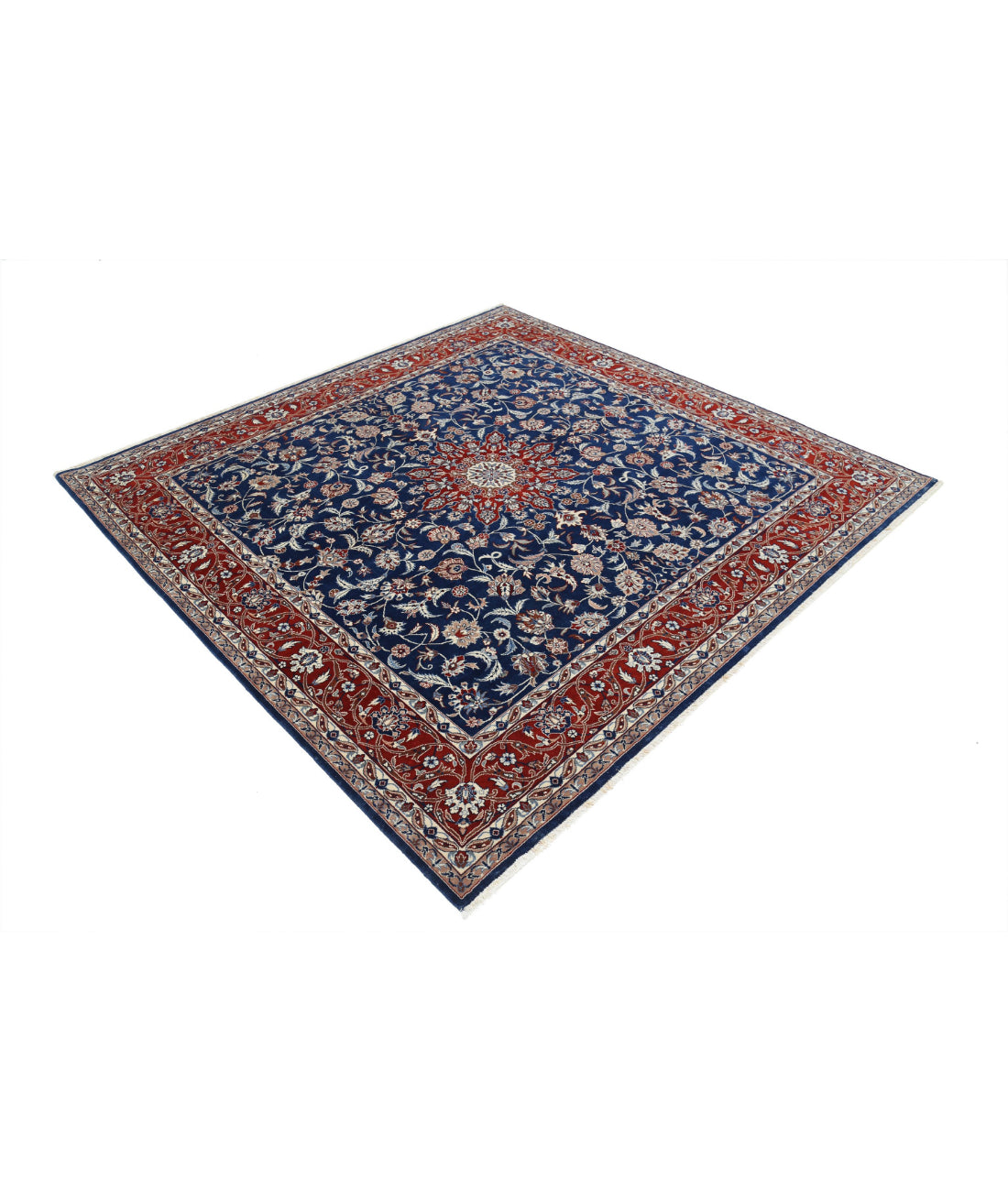 Hand Knotted Heritage Fine Persian Style Wool Rug - 6'6'' x 6'8'' 6'6'' x 6'8'' (195 X 200) / Blue / Red