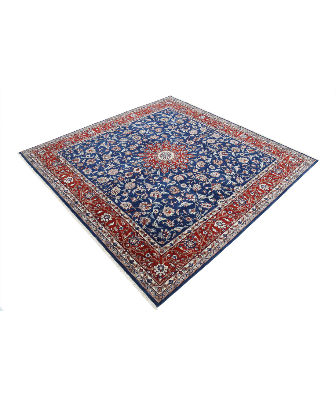 Hand Knotted Heritage Fine Persian Style Wool Rug - 6'6'' x 6'8'' 6'6'' x 6'8'' (195 X 200) / Blue / Red