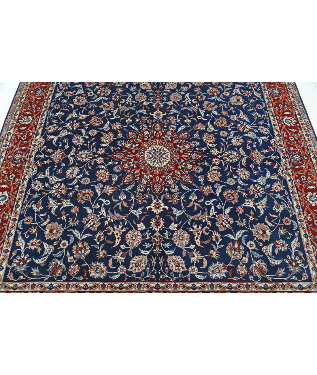 Hand Knotted Heritage Fine Persian Style Wool Rug - 6'6'' x 6'8'' 6'6'' x 6'8'' (195 X 200) / Blue / Red