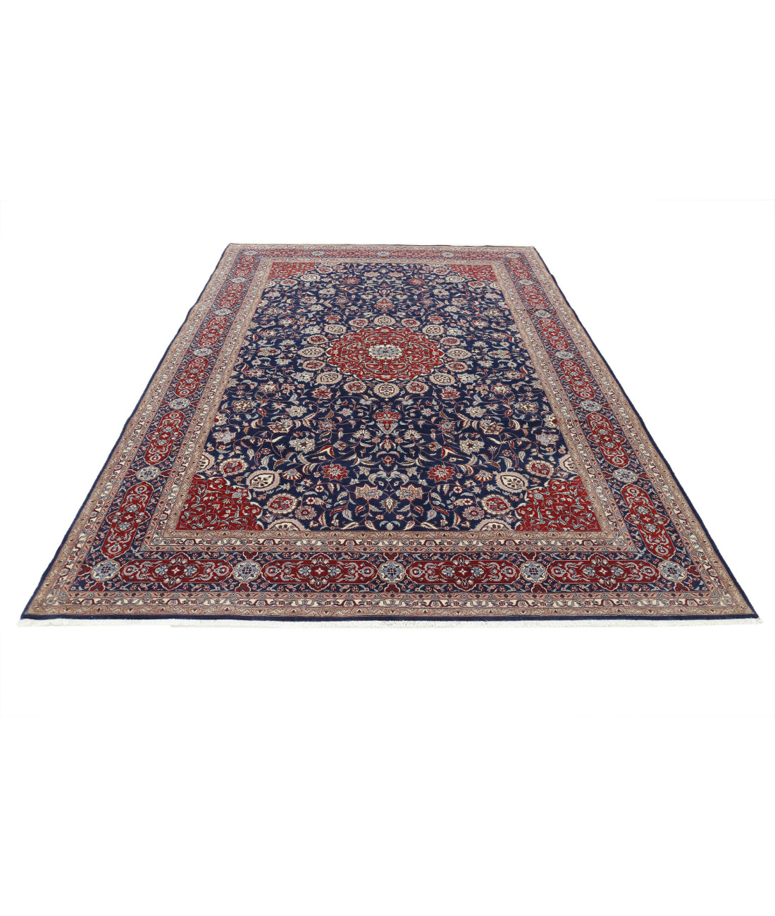 Hand Knotted Heritage Fine Persian Style Wool Rug - 6'8'' x 9'10'' 6'8'' x 9'10'' (200 X 295) / Blue / Red