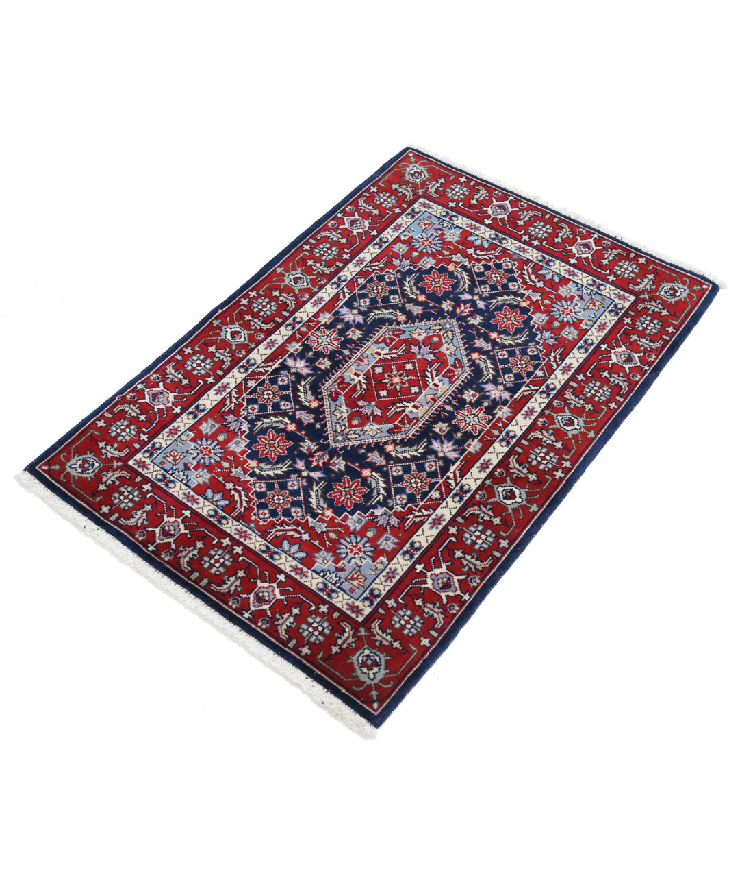 Hand Knotted Heritage Persian Style Bijar Wool Rug - 2'0'' x 3'0'' 2'0'' x 3'0'' (60 X 90) / Blue / Red