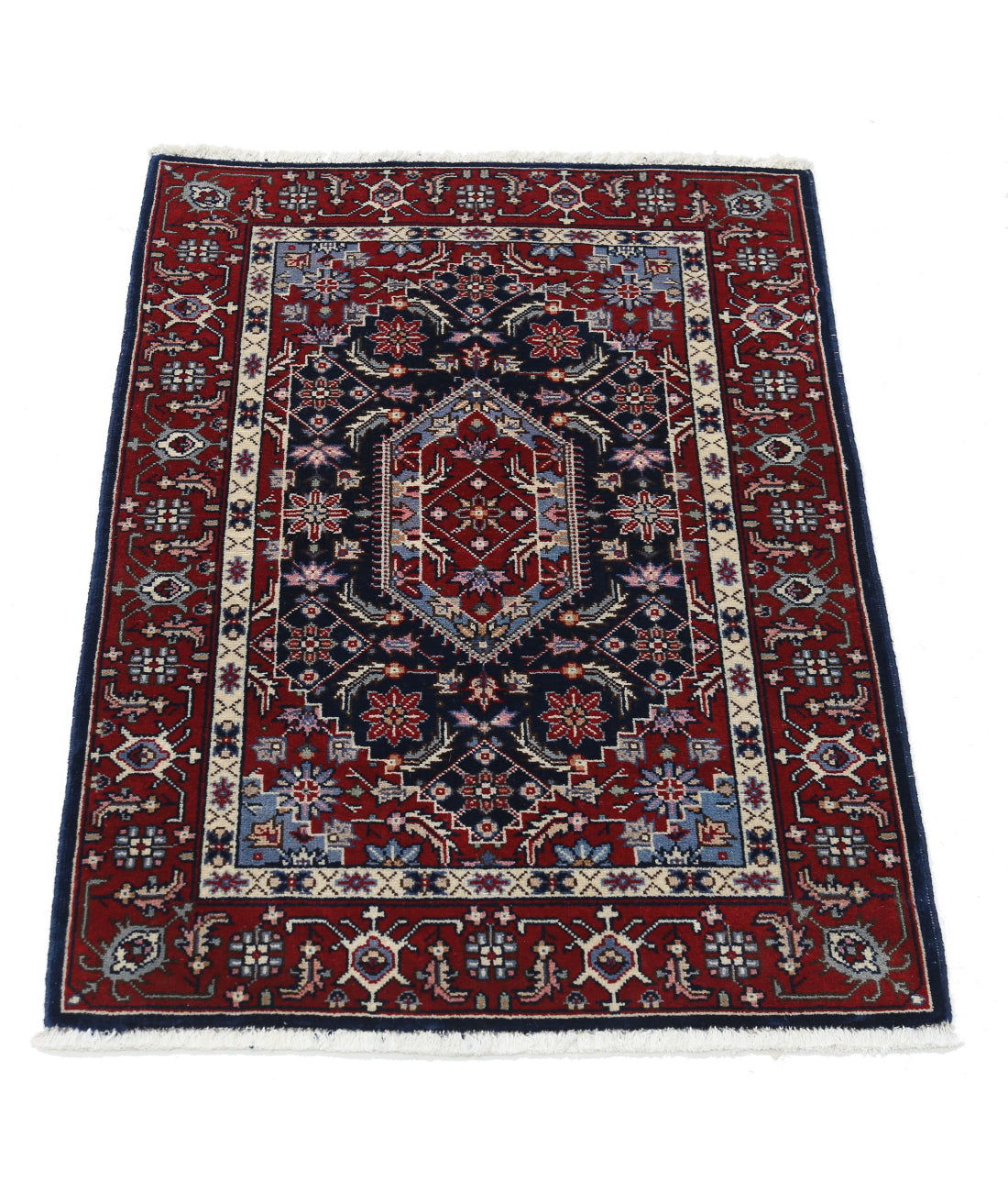 Hand Knotted Heritage Persian Style Bijar Wool Rug - 2'0'' x 3'0'' 2'0'' x 3'0'' (60 X 90) / Blue / Red