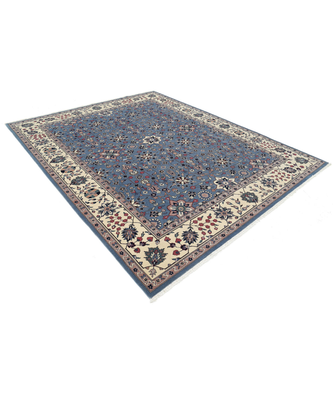 Hand Knotted Heritage Persian Style Wool Rug - 8'1'' x 10'1'' 8'1'' x 10'1'' (243 X 303) / Blue / Ivory