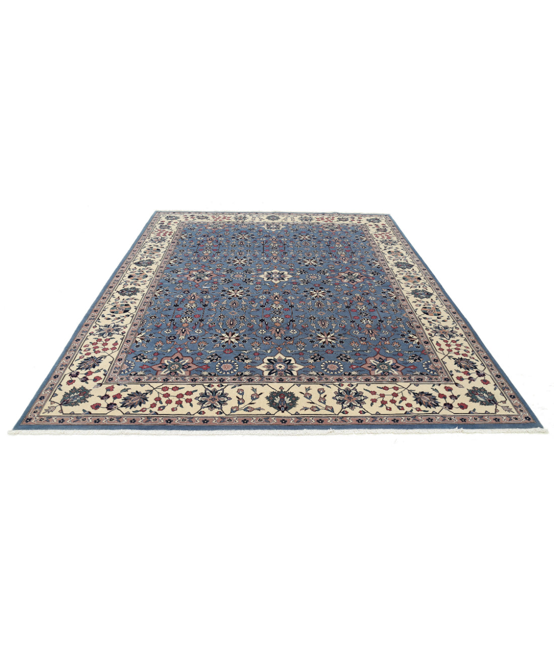 Hand Knotted Heritage Persian Style Wool Rug - 8'1'' x 10'1'' 8'1'' x 10'1'' (243 X 303) / Blue / Ivory