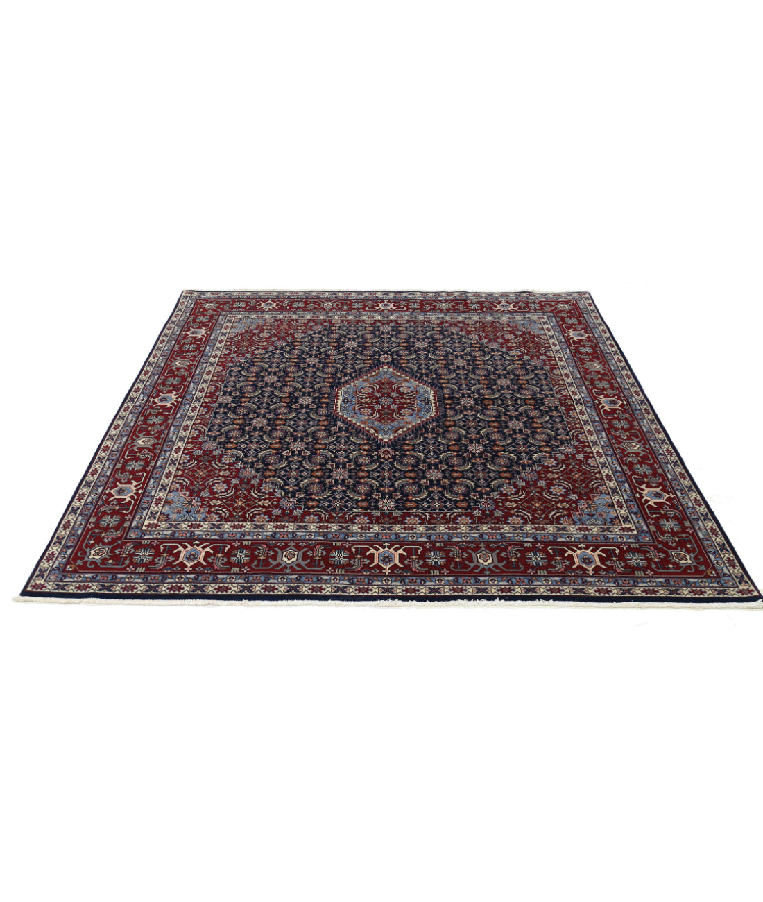 Hand Knotted Heritage Persian Style Herati Wool Rug - 6'5'' x 6'6'' 6'5'' x 6'6'' (193 X 195) / Blue / Red