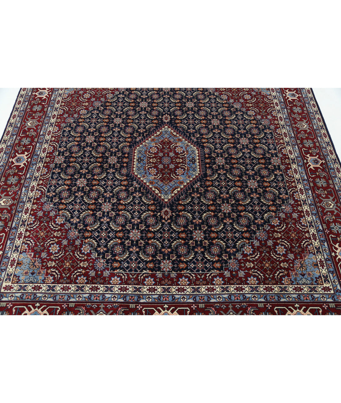 Hand Knotted Heritage Persian Style Herati Wool Rug - 6'5'' x 6'6'' 6'5'' x 6'6'' (193 X 195) / Blue / Red