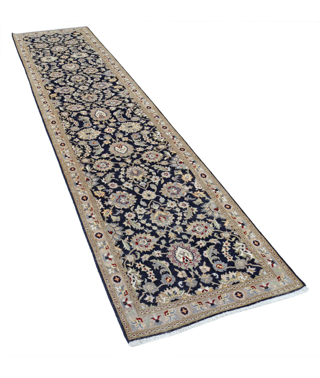 Hand Knotted Heritage Persian Style Wool Rug - 2'7'' x 11'1'' 2'7'' x 11'1'' (78 X 333) / Blue / Tan