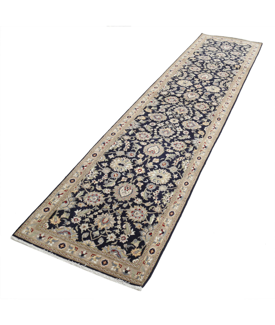 Hand Knotted Heritage Persian Style Wool Rug - 2'7'' x 11'1'' 2'7'' x 11'1'' (78 X 333) / Blue / Tan