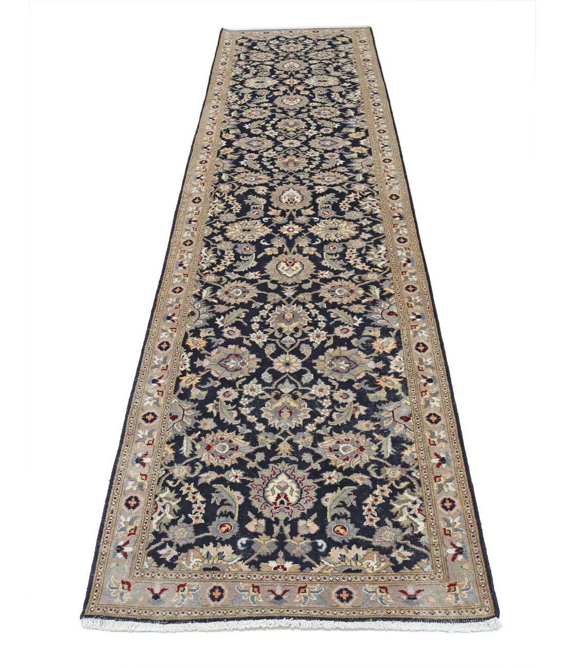 Hand Knotted Heritage Persian Style Wool Rug - 2'7'' x 11'1'' 2'7'' x 11'1'' (78 X 333) / Blue / Tan