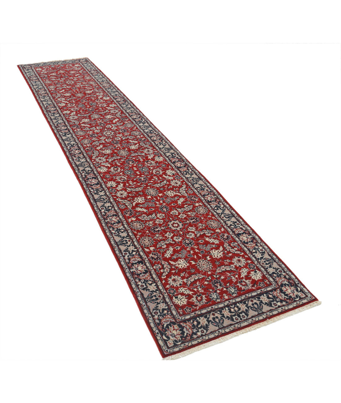 Hand Knotted Heritage Persian Style Wool Rug - 2'6'' x 12'1'' 2'6'' x 12'1'' (75 X 363) / Red / Blue