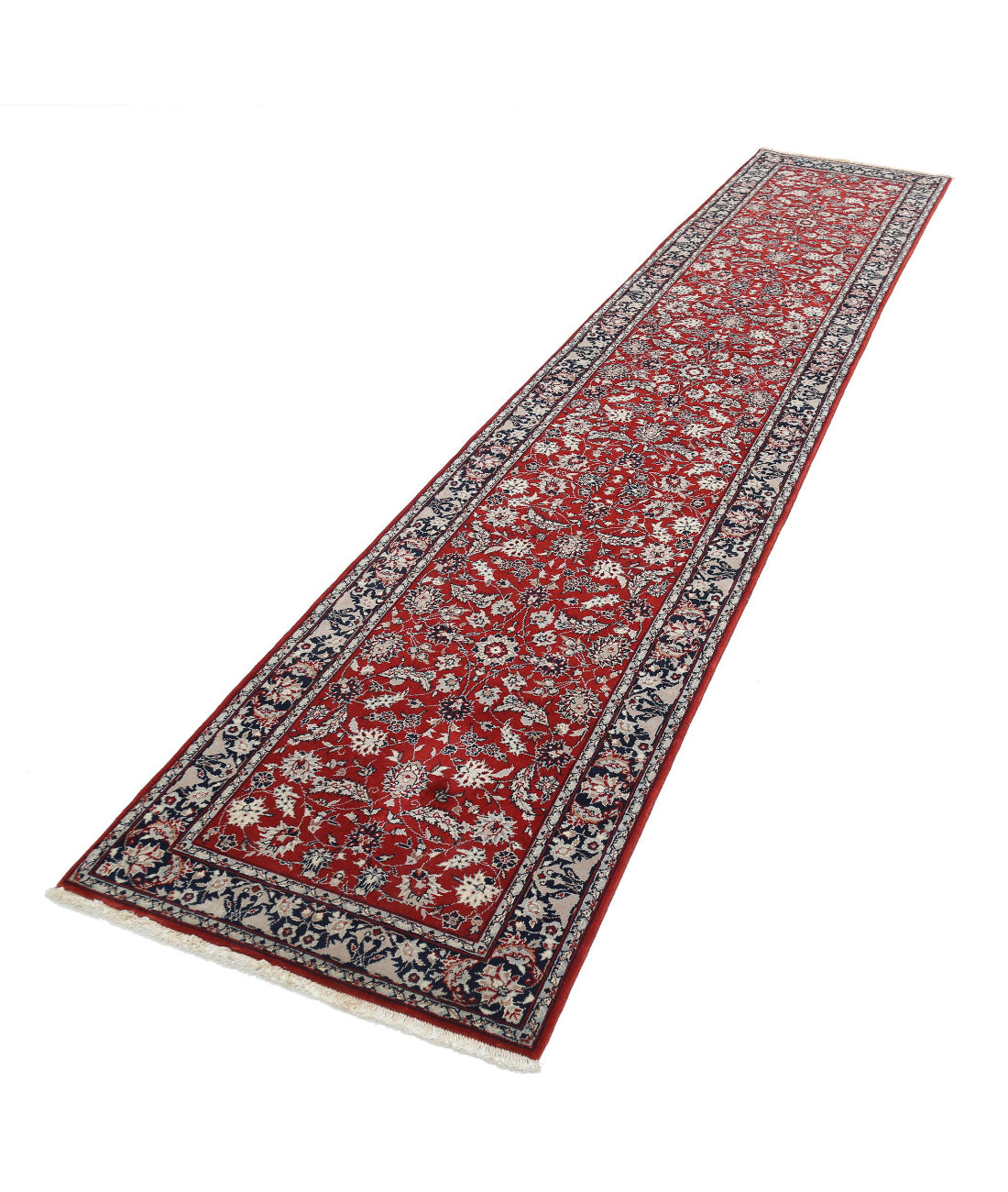 Hand Knotted Heritage Persian Style Wool Rug - 2'6'' x 12'1'' 2'6'' x 12'1'' (75 X 363) / Red / Blue