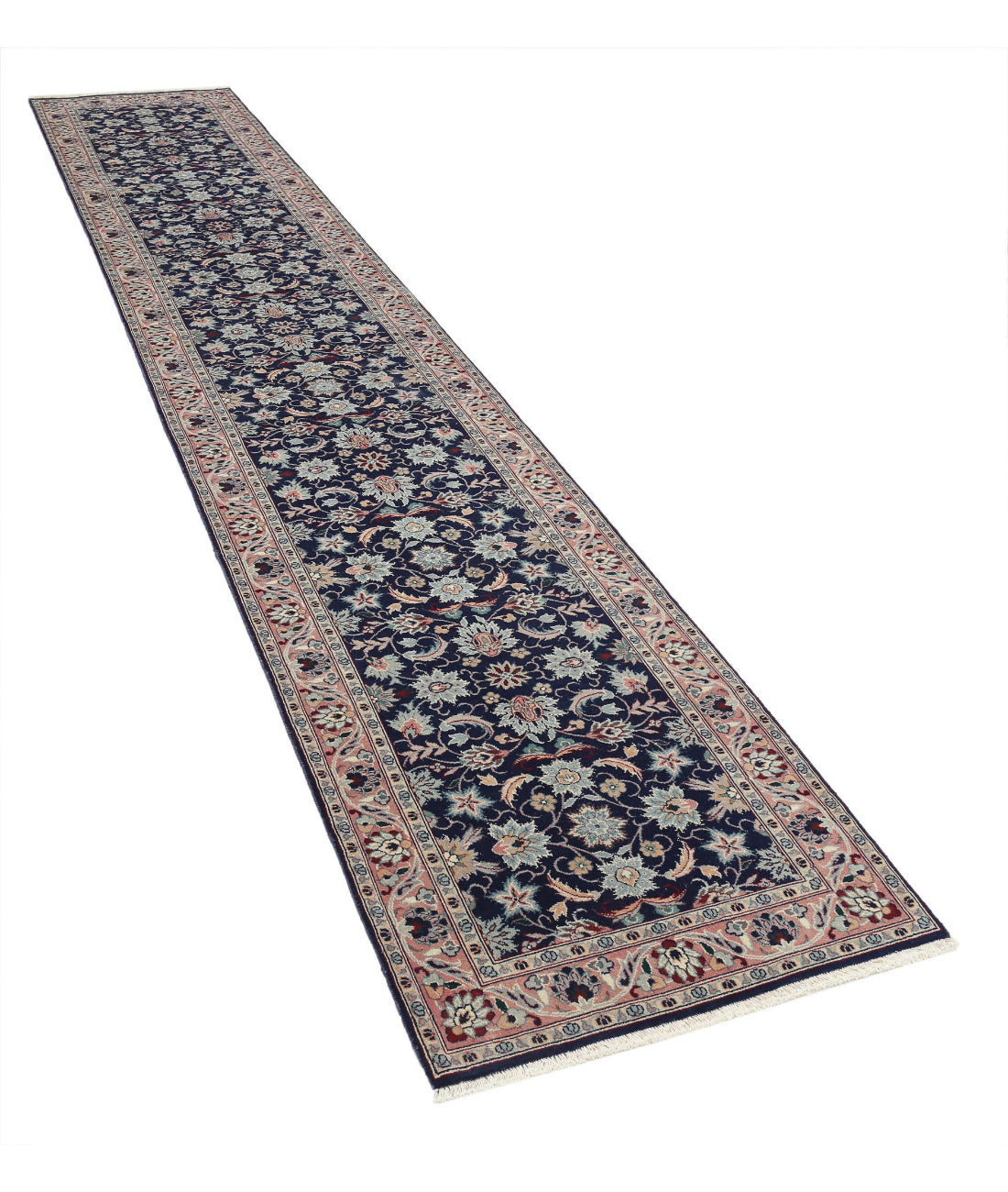 Hand Knotted Heritage Persian Style Wool Rug - 2'6'' x 13'8'' 2'6'' x 13'8'' (75 X 410) / Blue / Pink