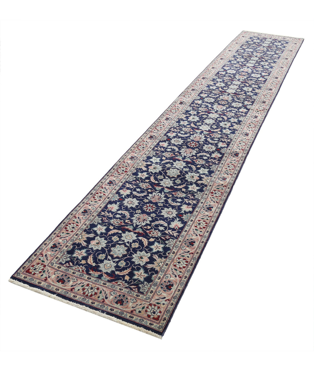 Hand Knotted Heritage Persian Style Wool Rug - 2'6'' x 13'8'' 2'6'' x 13'8'' (75 X 410) / Blue / Pink