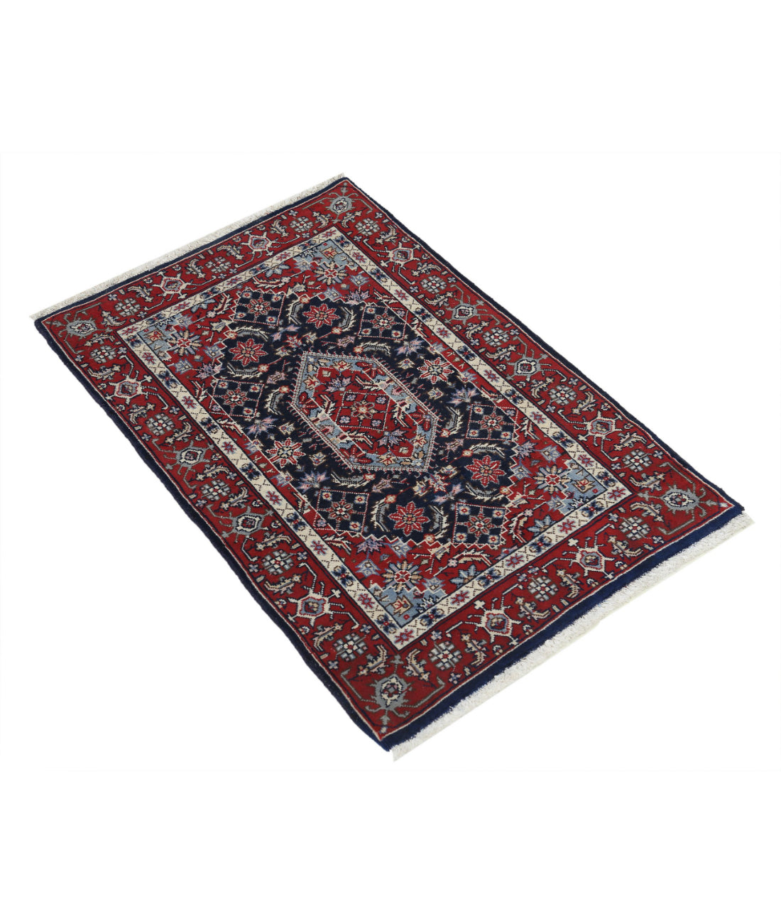 Hand Knotted Heritage Persian Style Bijar Wool Rug - 2'0'' x 3'0'' 2'0'' x 3'0'' (60 X 90) / Blue / Red