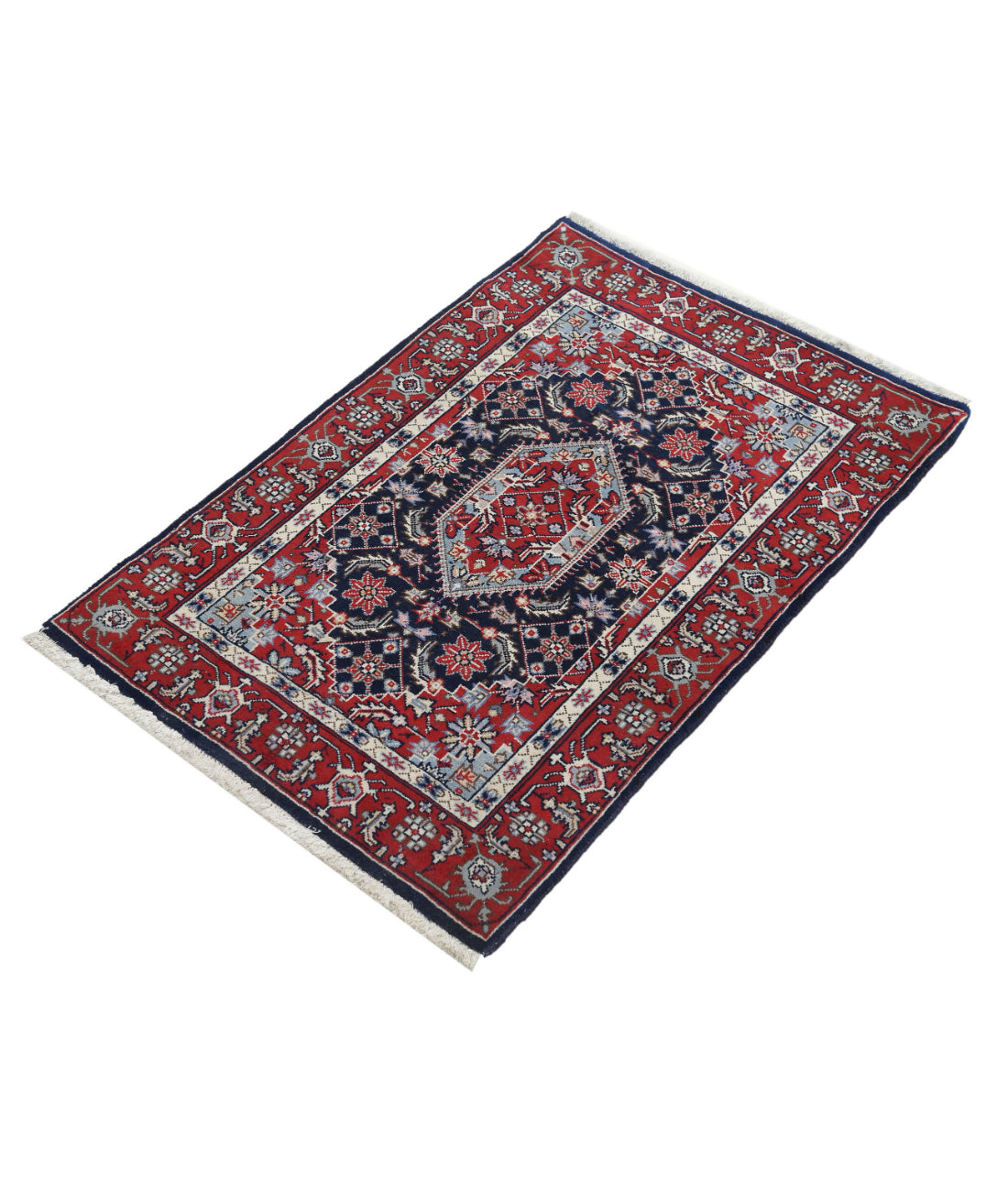 Hand Knotted Heritage Persian Style Bijar Wool Rug - 2'0'' x 3'0'' 2'0'' x 3'0'' (60 X 90) / Blue / Red