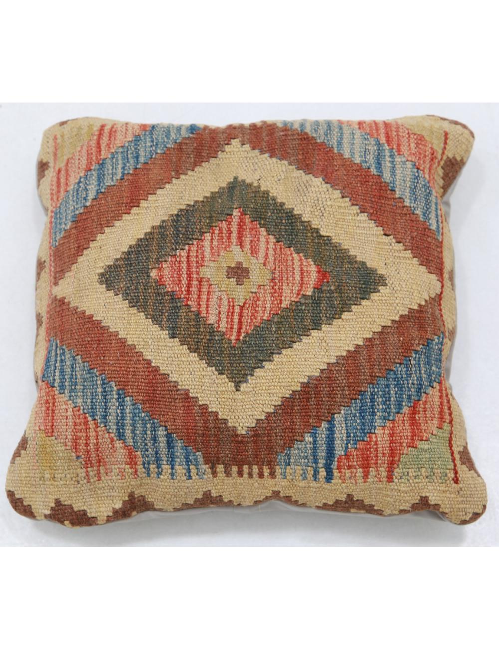 Hand Woven Tribal Multi Color Geometric Wool Pillow - 1'5'' x 1'5'' Arteverk Arteverk Rugs