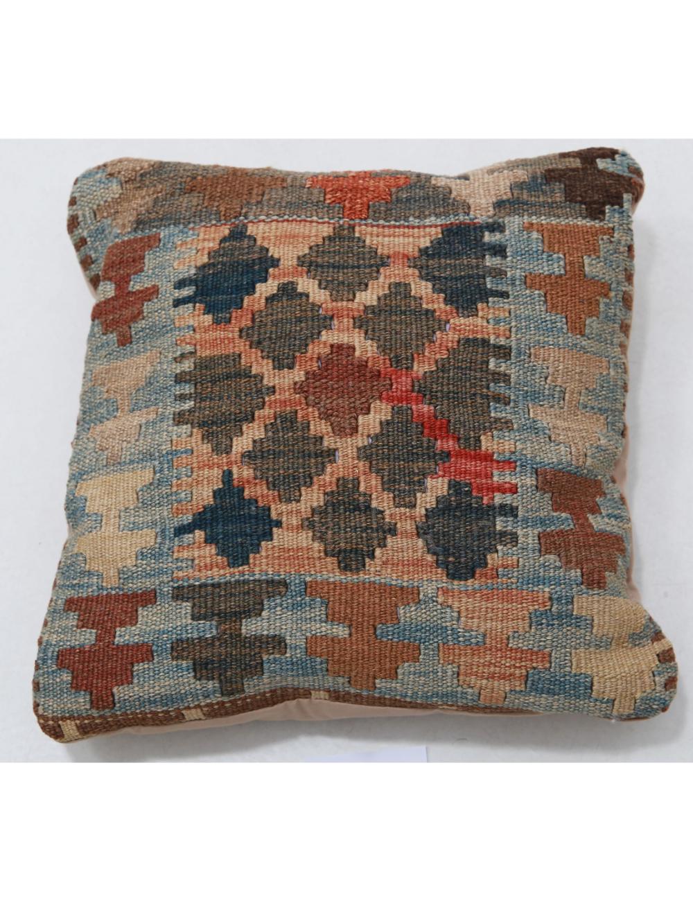 Hand Woven Tribal Multi Color Geometric Wool Pillow - 1'0'' x 1'0'' Arteverk Arteverk Rugs