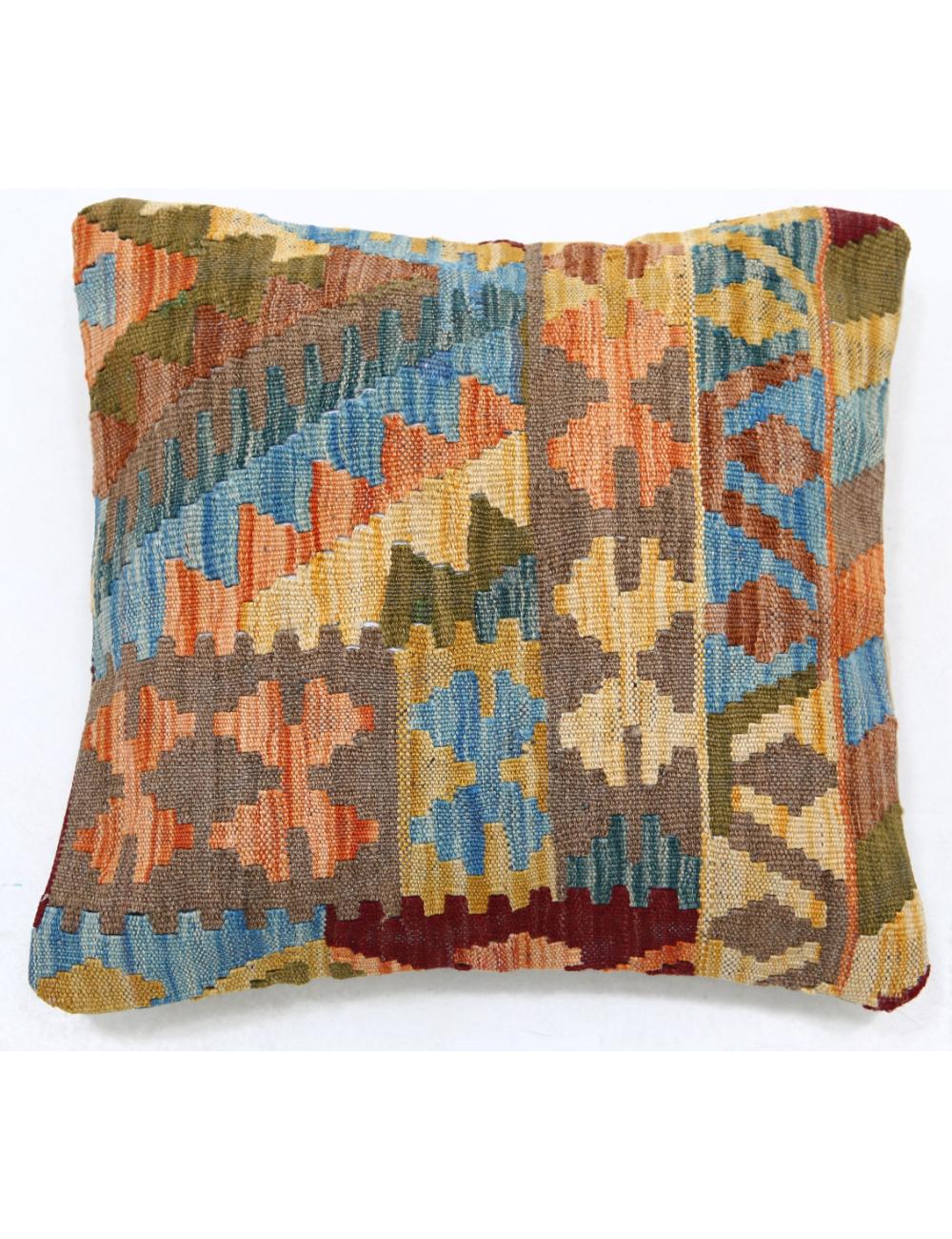 Hand Woven Tribal Multi Color Geometric Wool Pillow - 1'5'' x 1'5'' Arteverk Arteverk Rugs