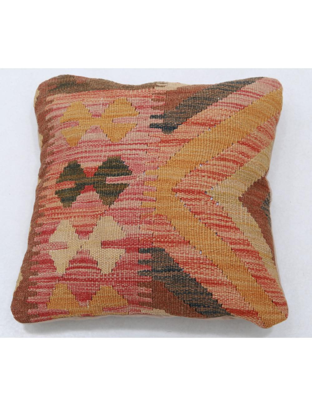 Hand Woven Tribal Multi Color Geometric Wool Pillow - 1'5'' x 1'5'' Arteverk Arteverk Rugs