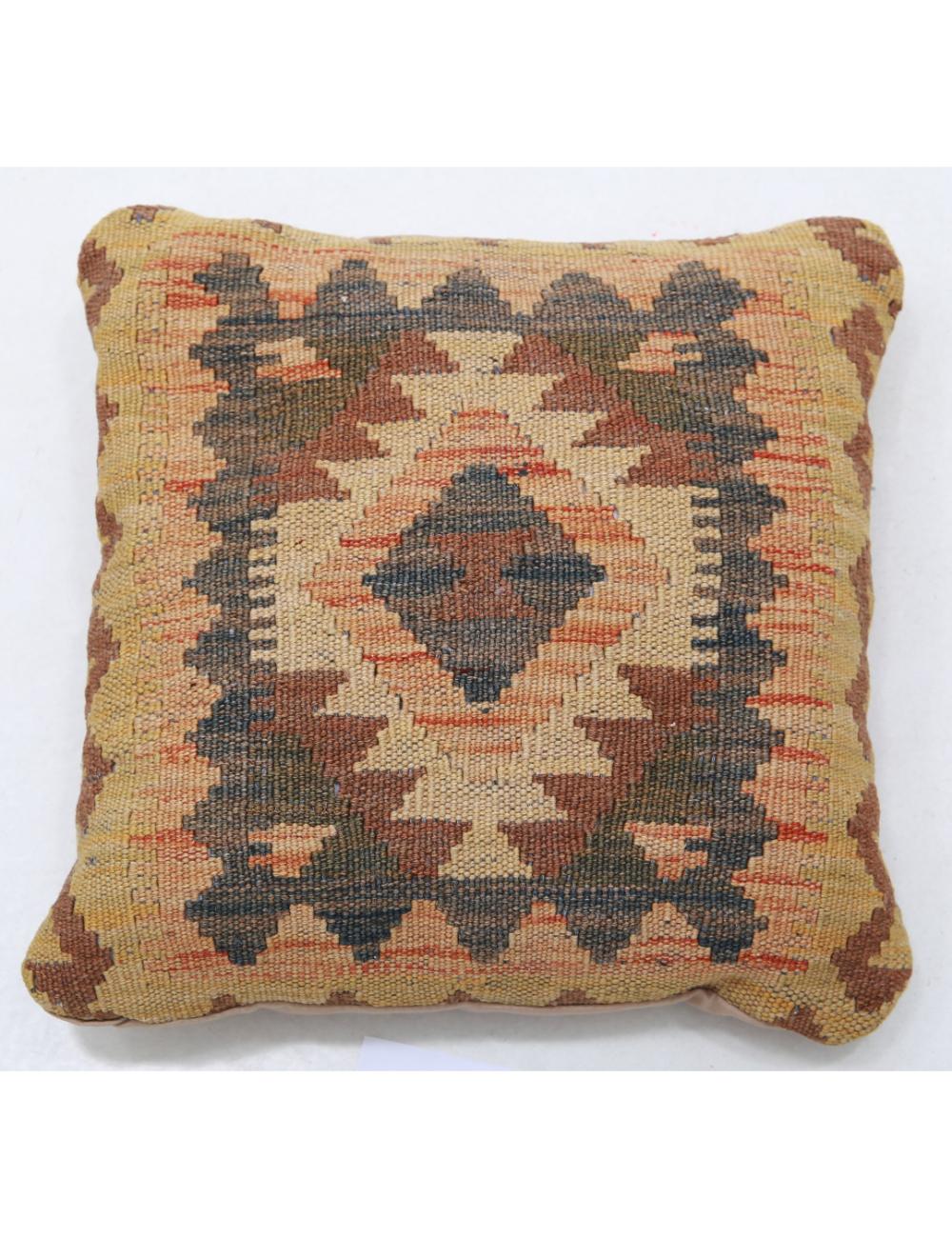 Hand Woven Tribal Multi Color Geometric Wool Pillow - 1'5'' x 1'5'' Arteverk Arteverk Rugs