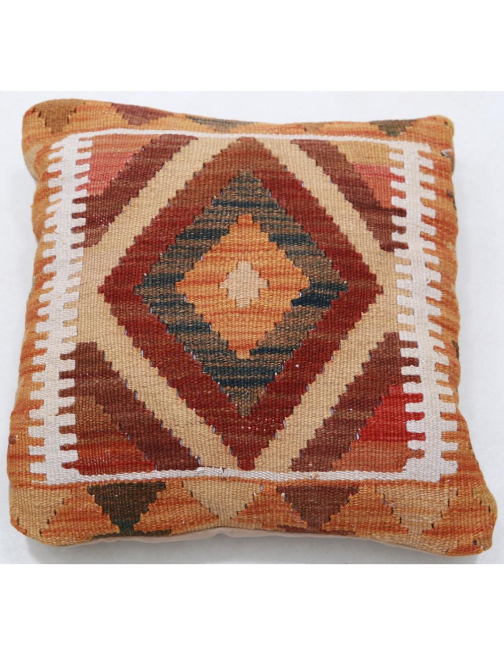 Hand Woven Tribal Multi Color Geometric Wool Pillow - 1'5'' x 1'5'' Arteverk Arteverk Rugs