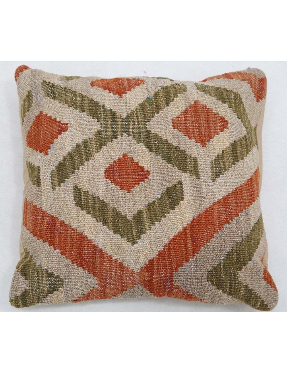 Hand Woven Tribal Multi Color Geometric Wool Pillow - 1'5'' x 1'5'' Arteverk Arteverk Rugs