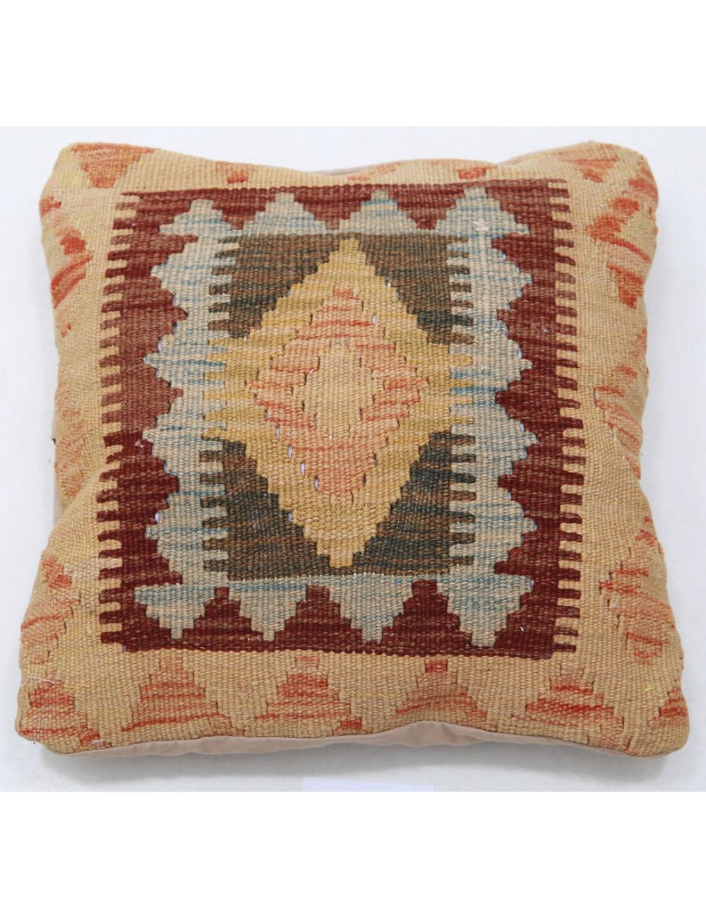 Hand Woven Tribal Multi Color Geometric Wool Pillow - 1'5'' x 1'5'' Arteverk Arteverk Rugs