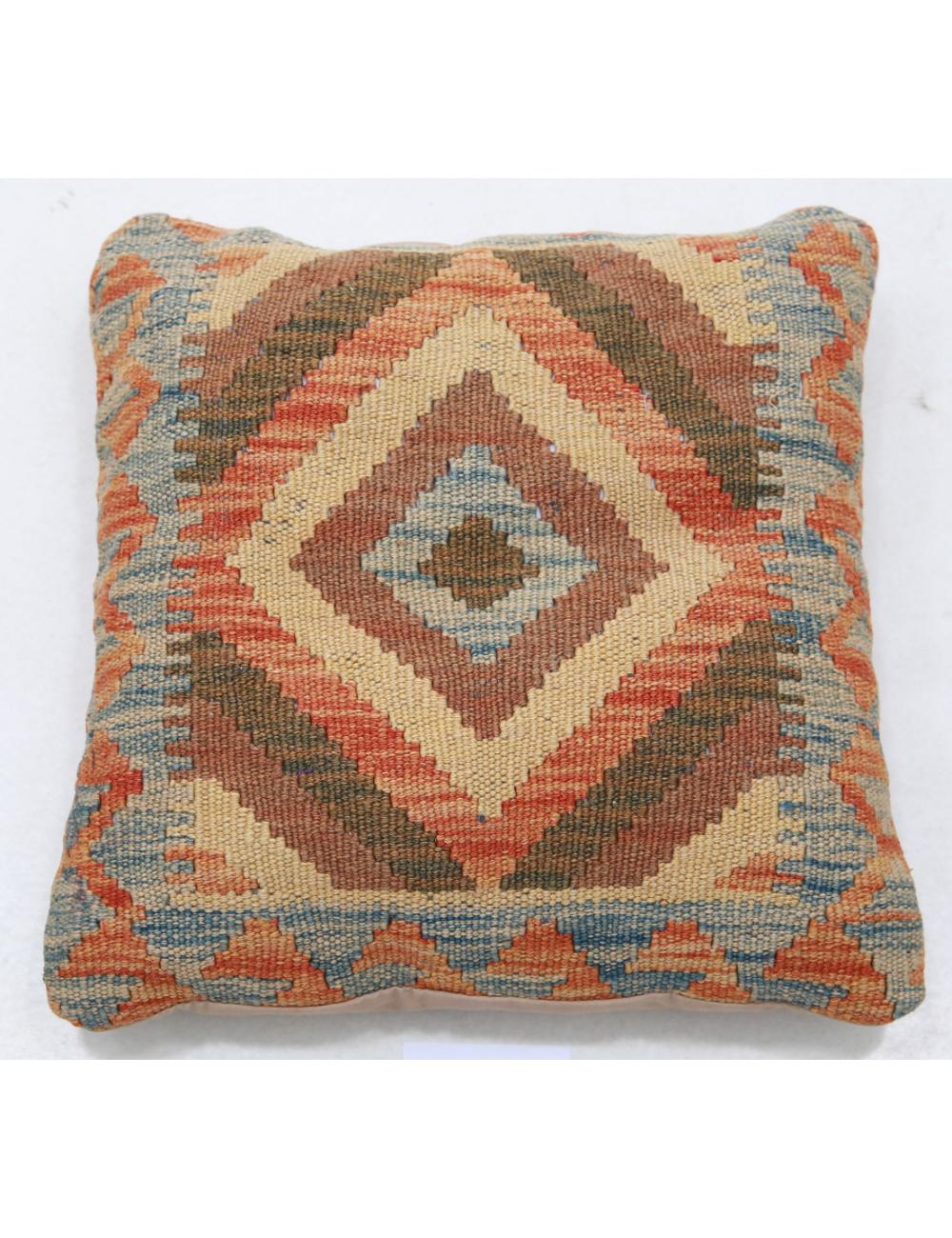 Hand Woven Tribal Multi Color Geometric Wool Pillow - 1'5'' x 1'5'' Arteverk Arteverk Rugs