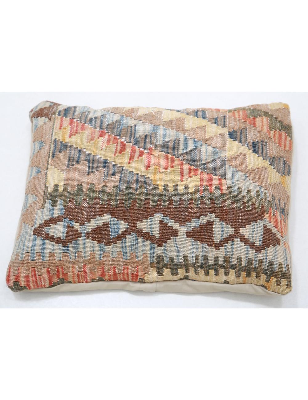 Hand Woven Tribal Multi Color Geometric Wool Pillow - 1'0'' x 1'5'' Arteverk Arteverk Rugs