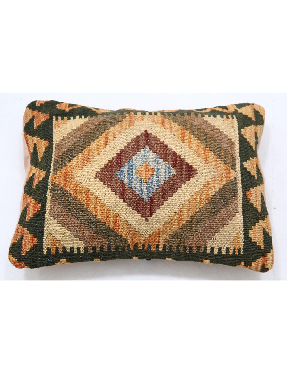 Hand Woven Tribal Multi Color Geometric Wool Pillow - 1'0'' x 1'5'' Arteverk Arteverk Rugs