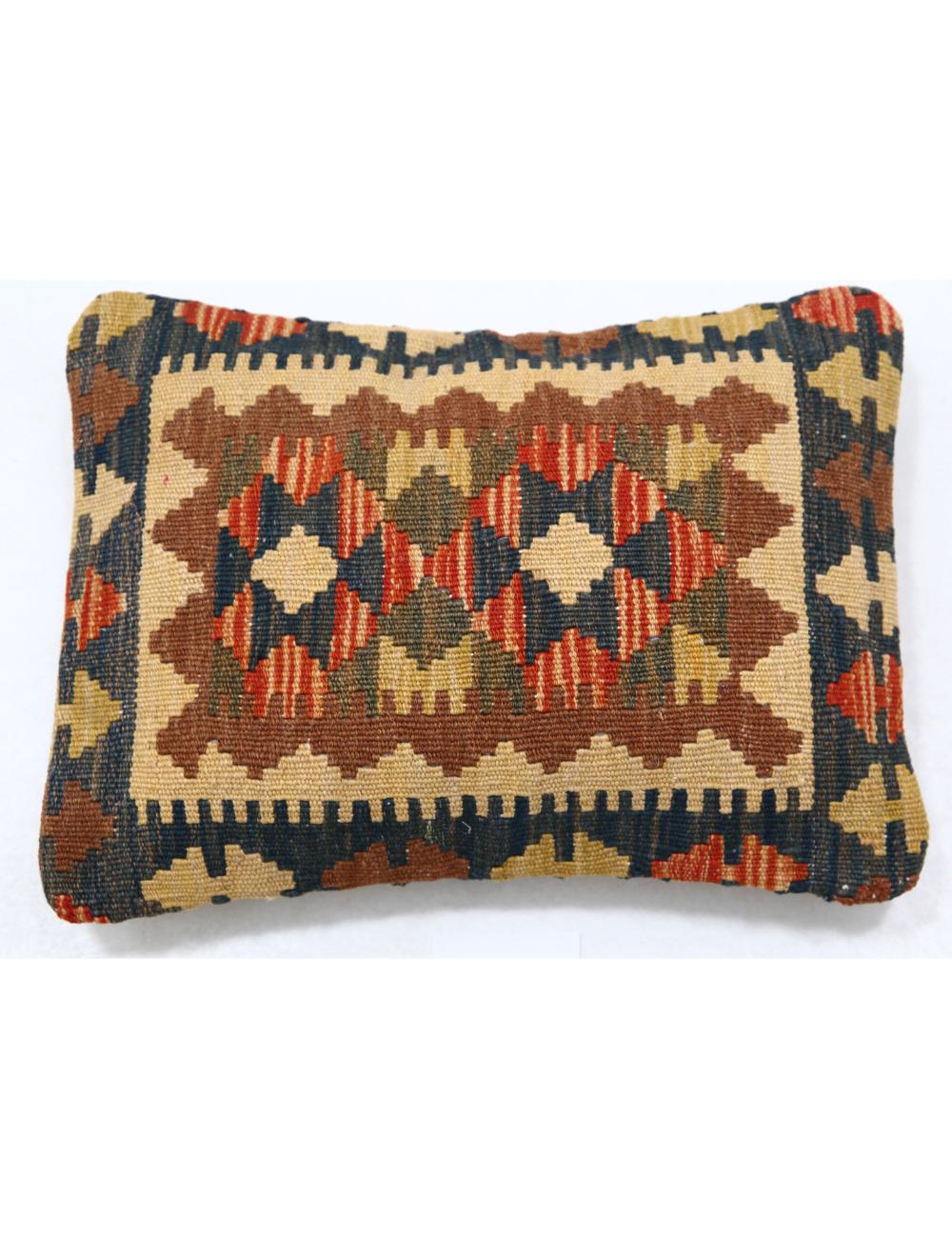 Hand Woven Tribal Multi Color Geometric Wool Pillow - 1'0'' x 1'5'' Arteverk Arteverk Rugs