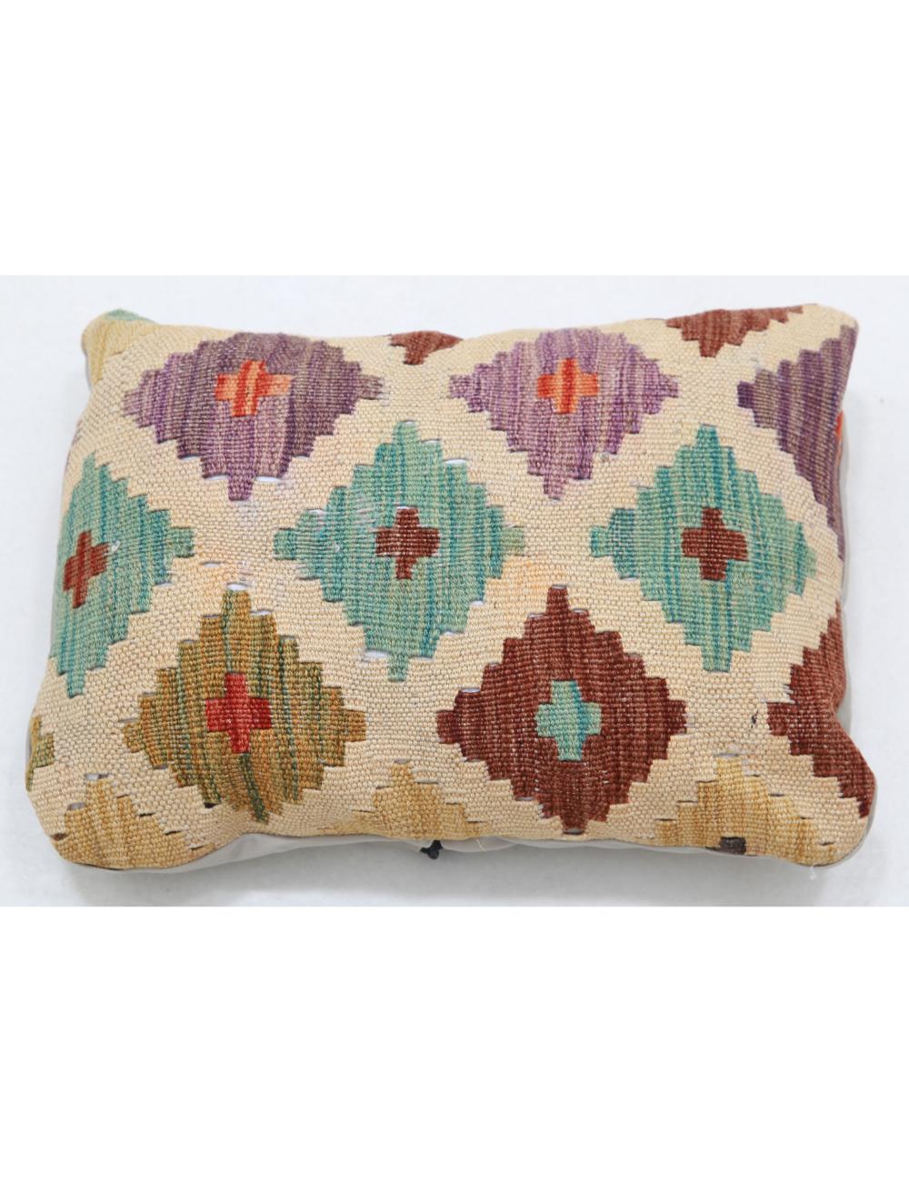 Hand Woven Tribal Multi Color Geometric Wool Pillow - 1'0'' x 1'5'' Arteverk Arteverk Rugs