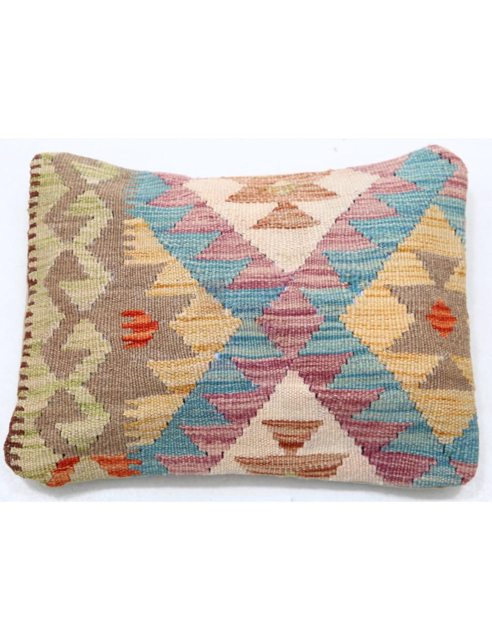 Hand Woven Tribal Multi Color Geometric Wool Pillow - 1'0'' x 1'5'' Arteverk Arteverk Rugs