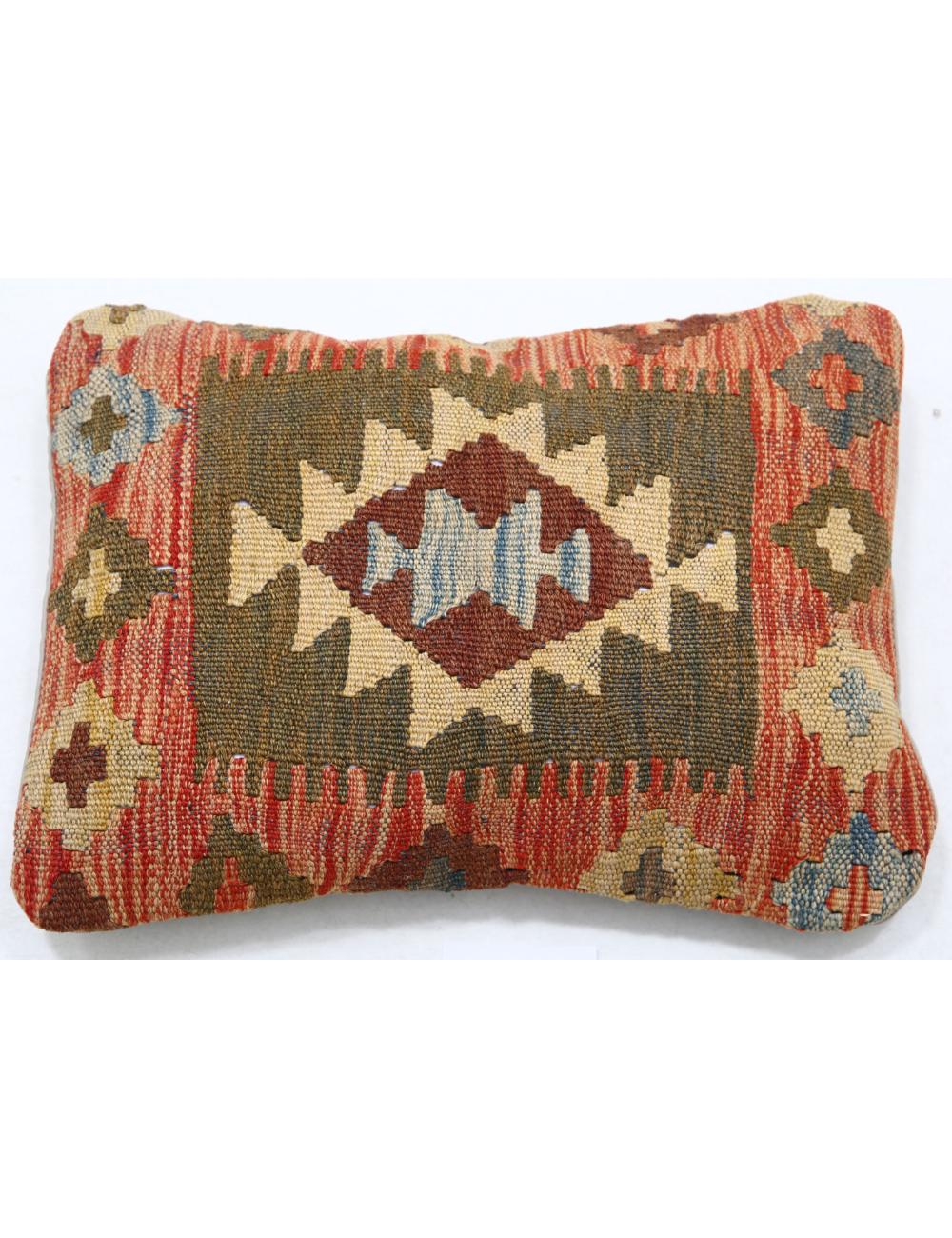 Hand Woven Tribal Multi Color Geometric Wool Pillow - 1'0'' x 1'5'' Arteverk Arteverk Rugs