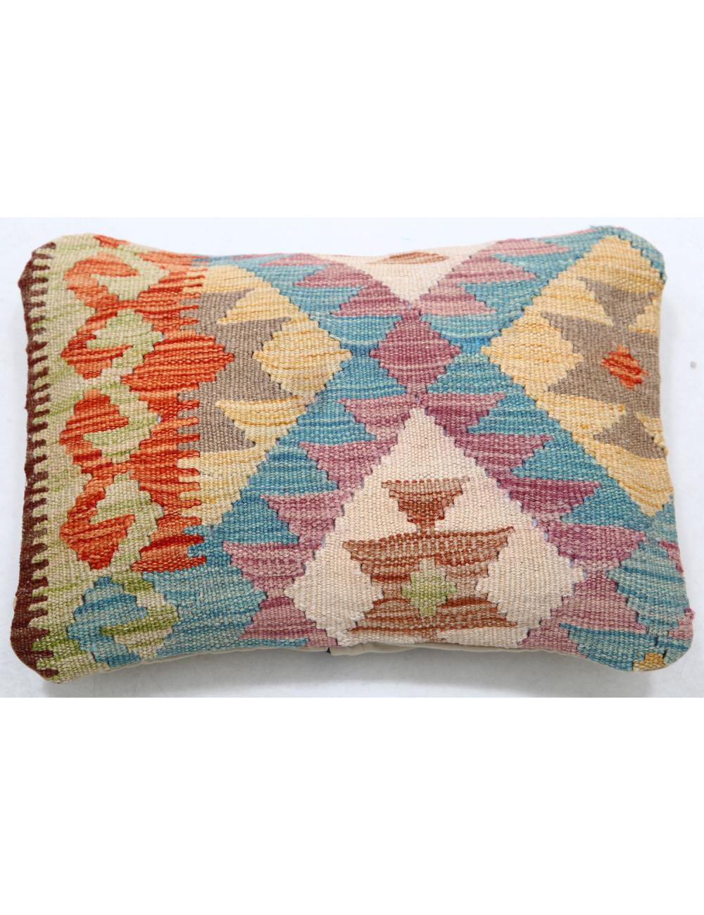 Hand Woven Tribal Multi Color Geometric Wool Pillow - 1'0'' x 1'5'' Arteverk Arteverk Rugs